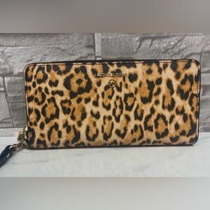 Michael Kors Continental Zip WalletWristlet Cheetah/Leopard Print Marigold Black